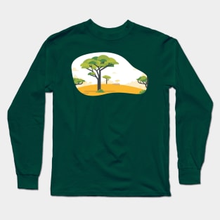 Background Africa Safari Cartoon Inland Savanna Long Sleeve T-Shirt